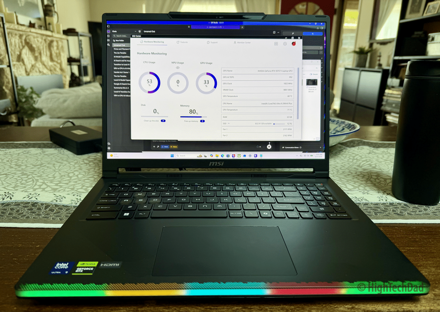 MSI Raider 16 Max HX Review: Running Local AI on a Gaming Laptop with RTX 5070 Ti and 12GB VRAM - HighTechDad&trade;