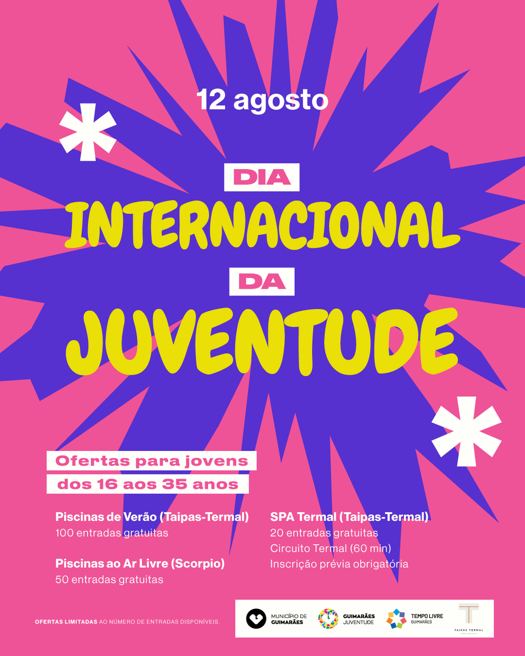 Munic&iacute;pio de Guimar&atilde;es assinala o Dia Internacional da Juventude com entradas gratuitas em equipamentos do concelho  