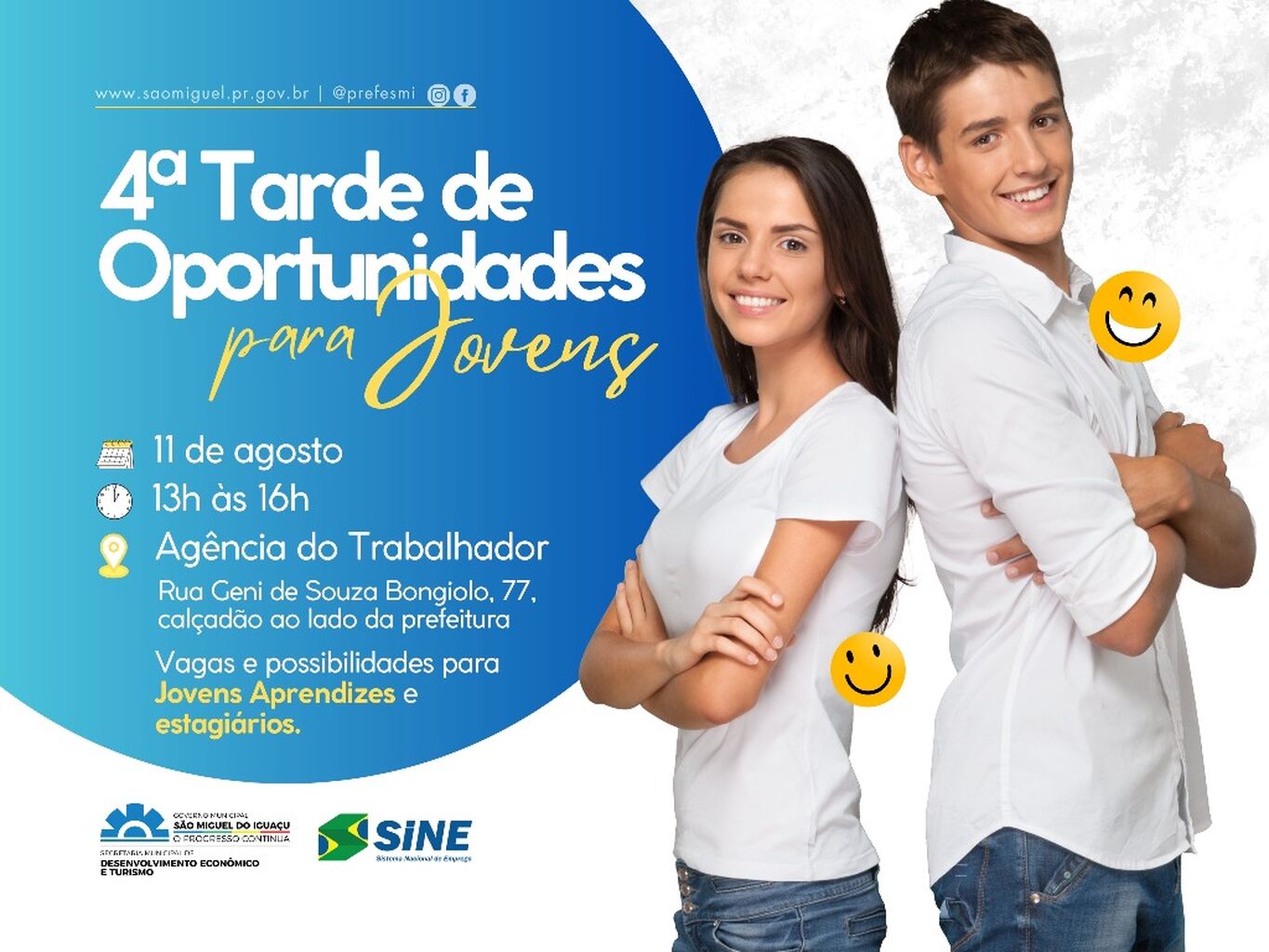 Ag&ecirc;ncia do Trabalhador vai realizar a 4&ordf; edi&ccedil;&atilde;o da Tarde de Oportunidades Jovem em S&atilde;o Miguel do Igua&ccedil;u