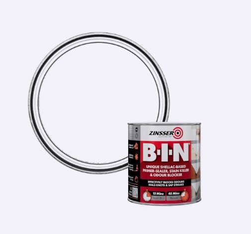 Zinsser BIN PrimerSealer Stain Killer 1 Litre White Finish Blocks Odours