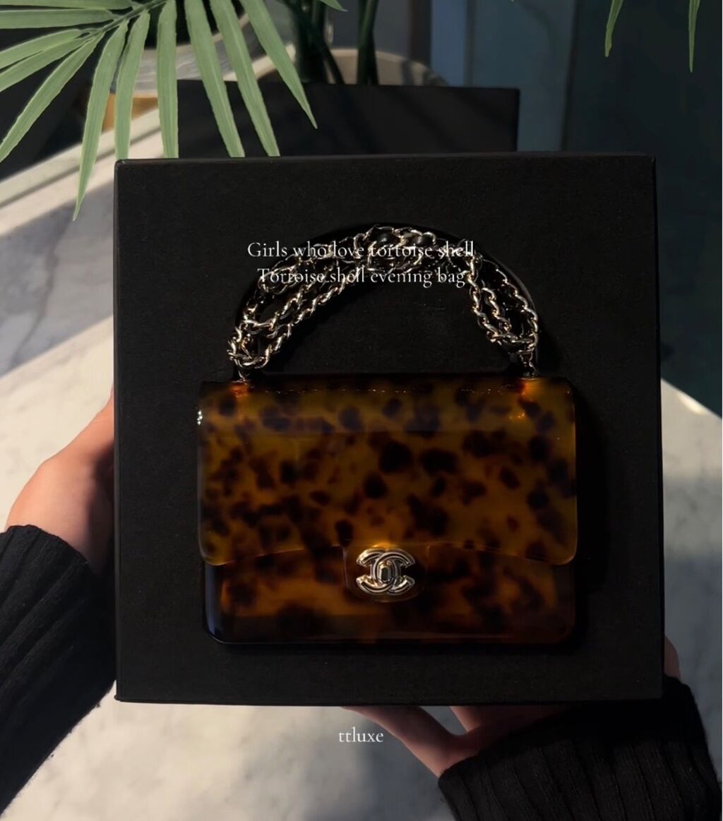 Chanel mini tortoise shell evening bag 