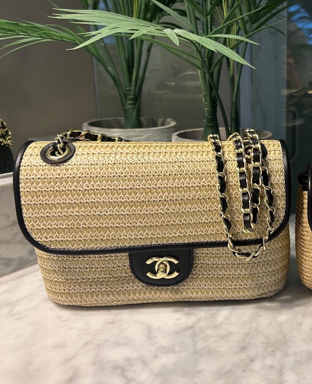 Chanel medium straw bag 