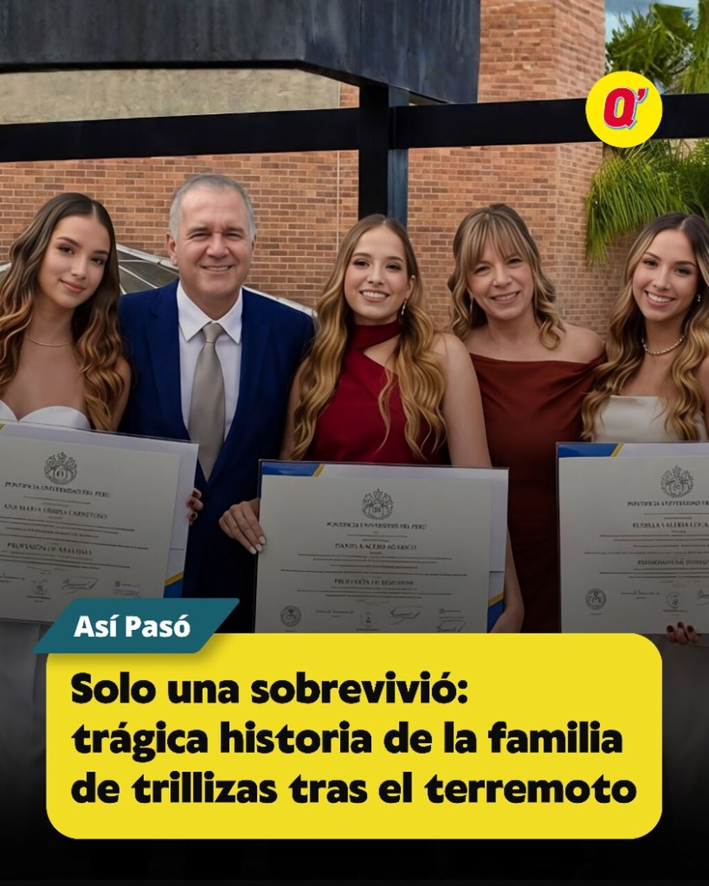 Solo una sobrevivi&oacute;: La tr&aacute;gica historia de la familia de trillizas tras el terremoto