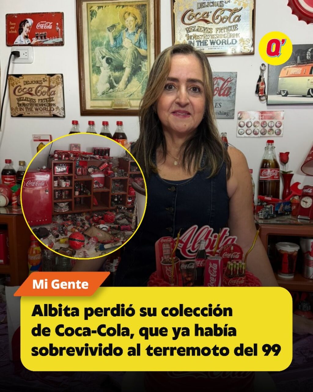 Albita perdi&oacute; su colecci&oacute;n de Coca-Cola, que ya hab&iacute;a sobrevivido al terremoto de 1999