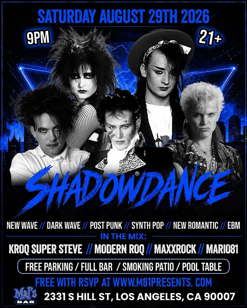 SAT - 08.29.26 - ShadowDance  (Kroq Flashbacks &bull; EBM &bull; New Romantic &bull; Dark Wave &bull; Post Punk) - LOS ANGELES - 21+