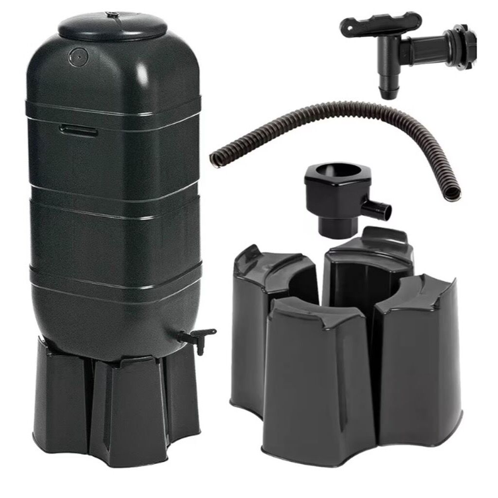 100L Slim Space Saver Water Butt with Tap Lid Stand 
