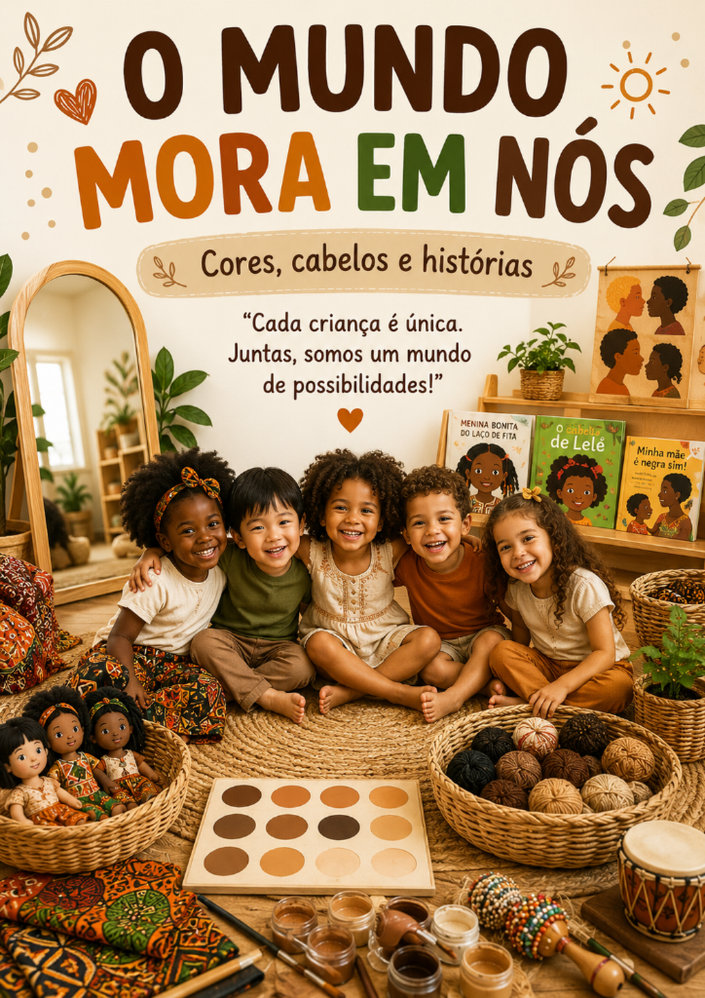Projeto "O mundo mora em n&oacute;s" Cabelos, cores e hist&oacute;rias (planejamento mais atividades adquira aqui no WhatsApp)