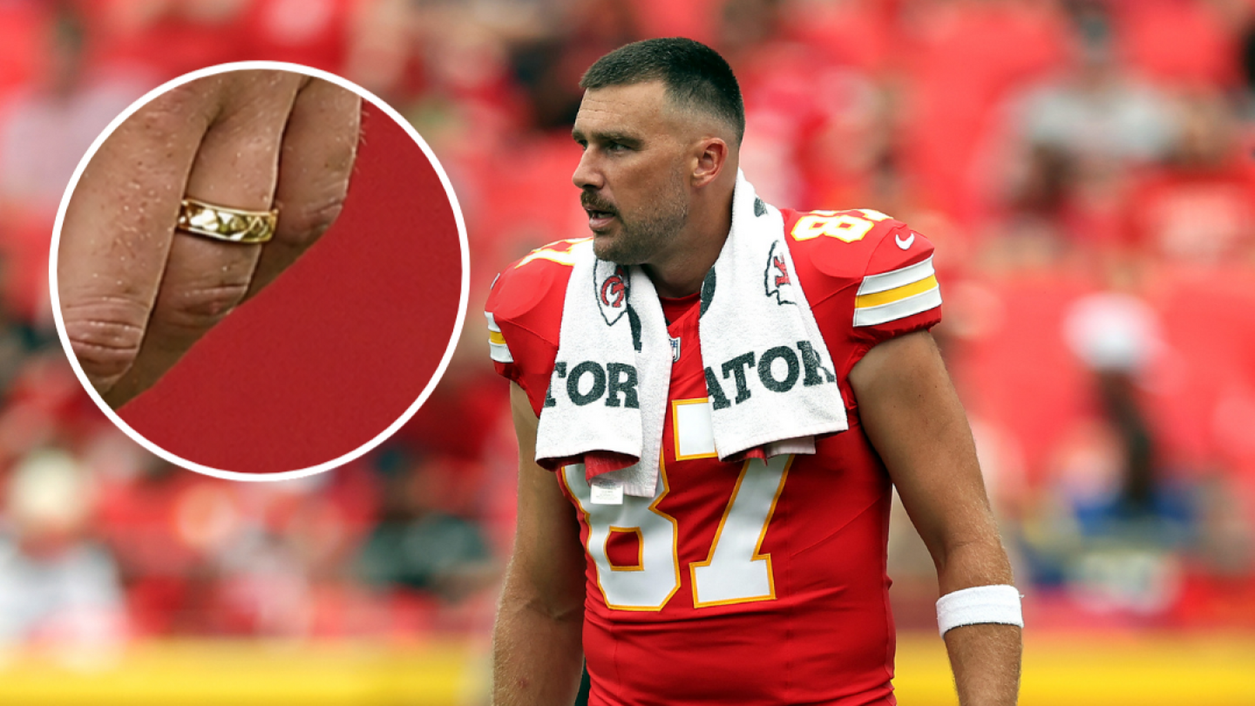 Travis Kelce presume su anillo de bodas con Taylor Swift en su regreso al campo