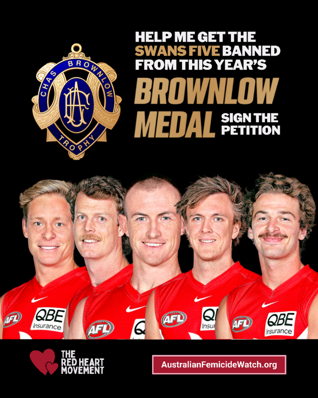 BAN THE SWANS FROM THE BROWNLOW PETITION