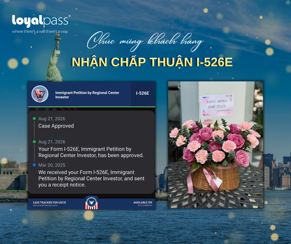 Loyalpass Ch&uacute;c mừng Qu&yacute; Kh&aacute;ch h&agrave;ng nhận chấp thuận I-526E. Dự &aacute;n Ưu ti&ecirc;n Waterview, Trung t&acirc;m v&ugrave;ng CanAm 