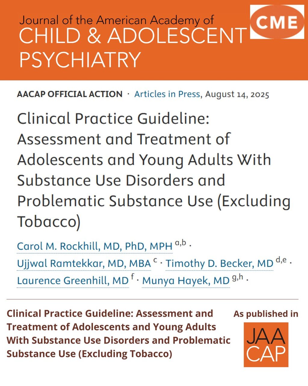 Clinical Practice Guideline: Assessment and Treatment of Adolescents and Young Adults With Substance Use Disorders and Problematic Substance Use (Excluding Tobacco)
