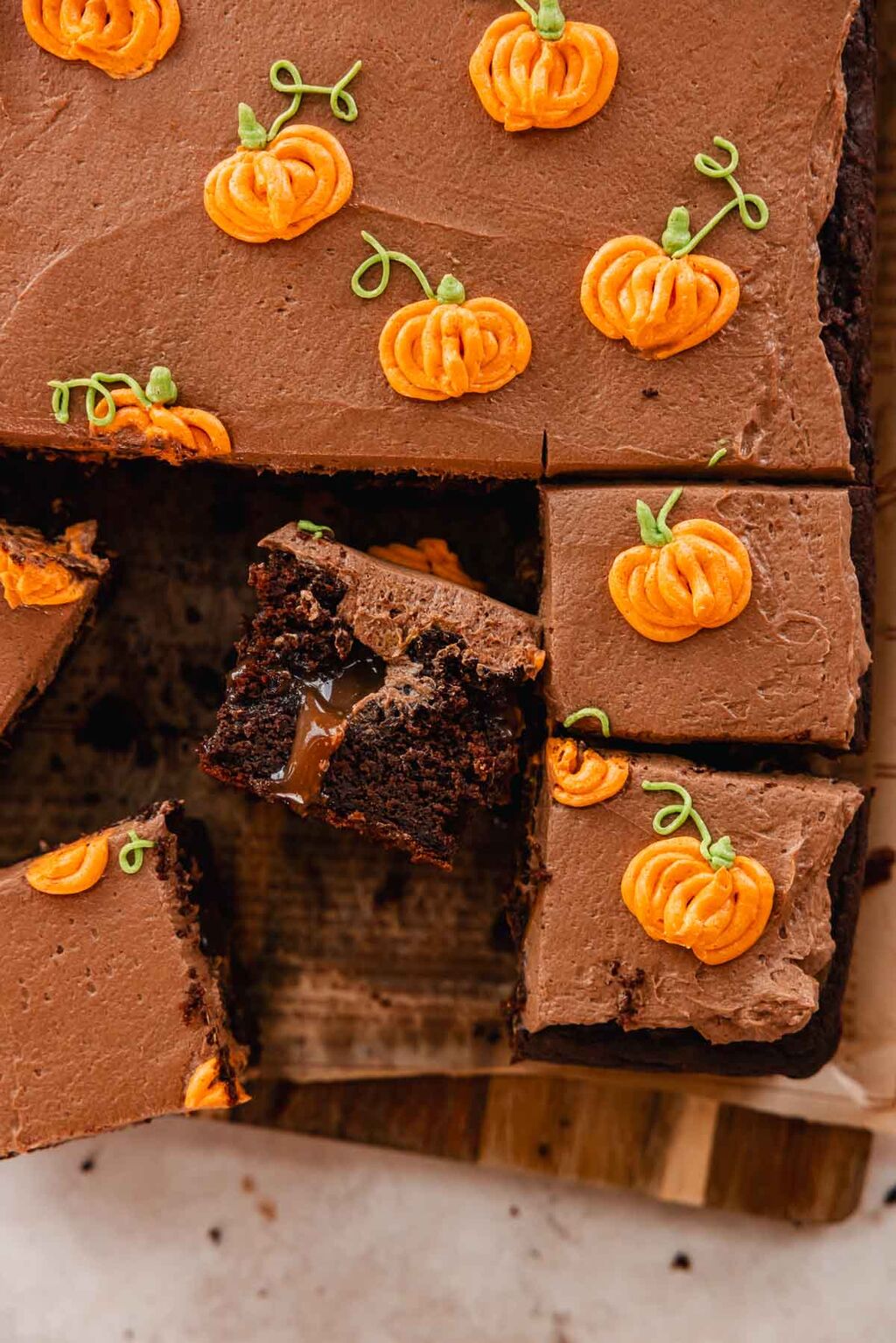 Chocolate Pumpkin Cake with Pockets of Salted Caramel