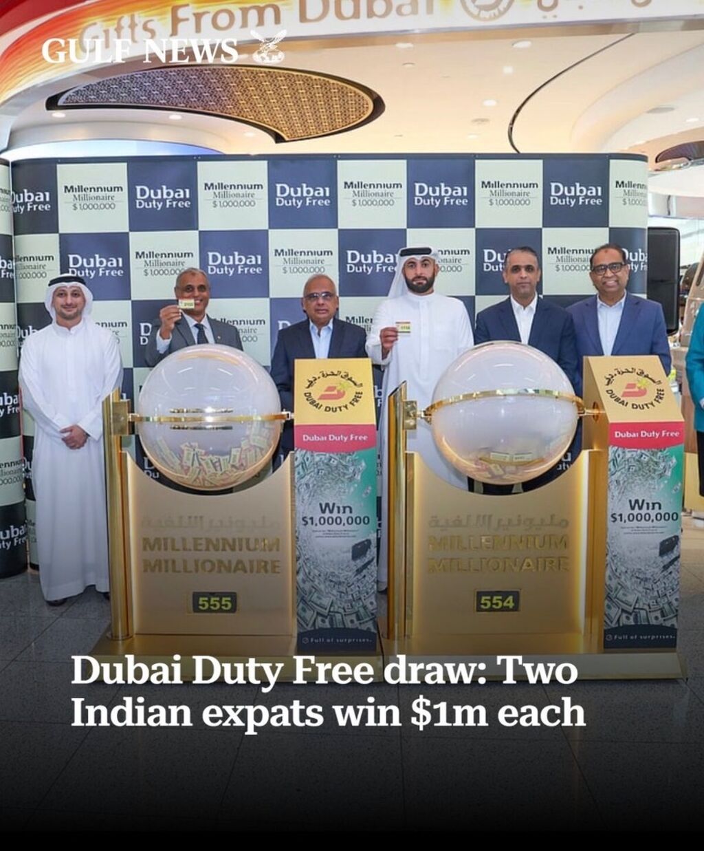 Dubai Duty Free draw: Two Indian expats win $1m each