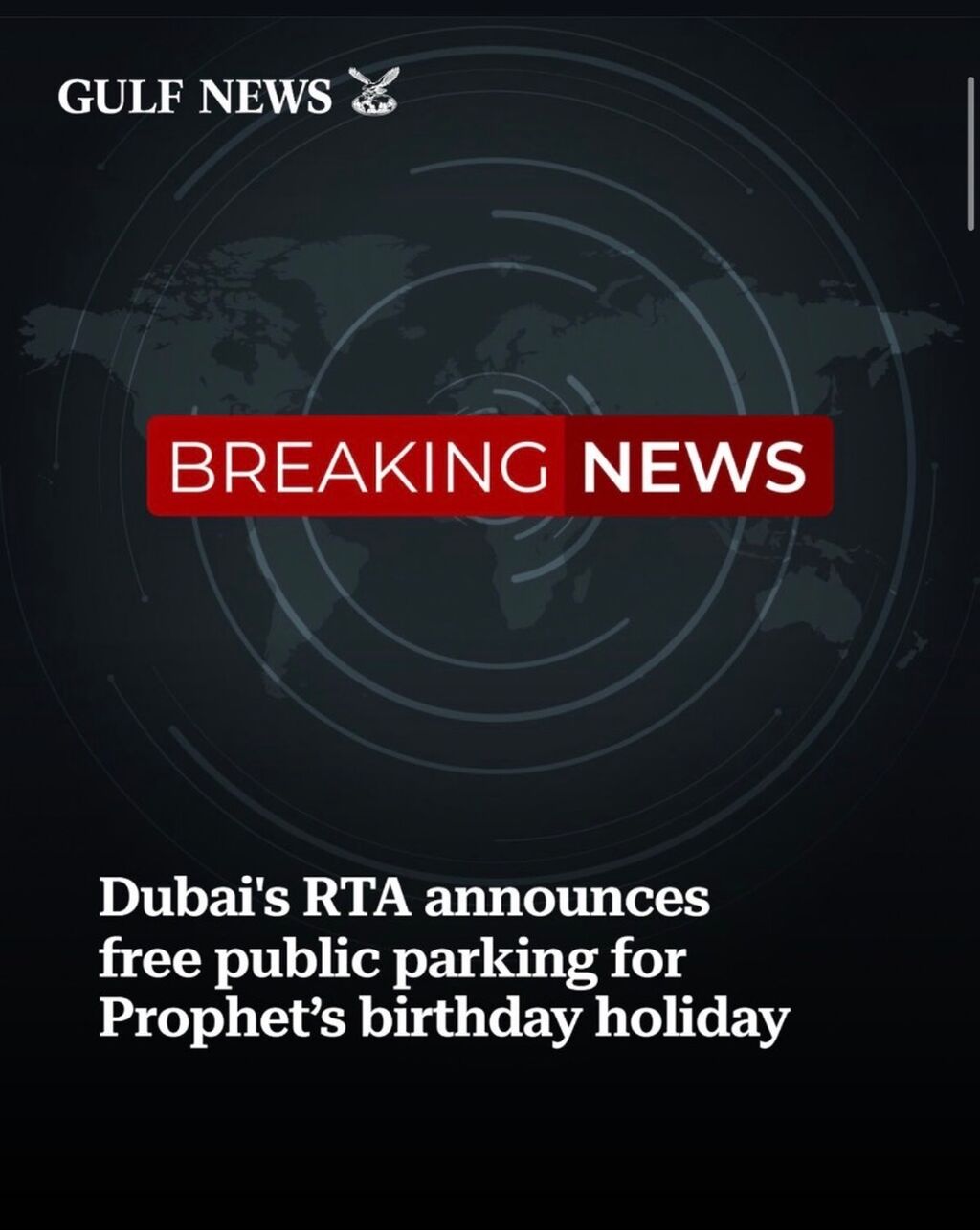 Dubai's RTA announces free public parking for Prophet's birthday holiday