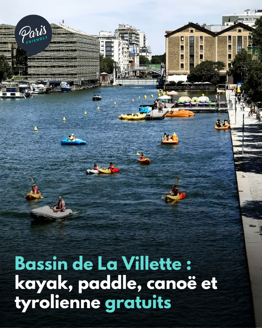 Kayak, paddle, p&eacute;dalo&hellip; tout est gratuit jusqu'&agrave; dimanche au bassin de La Villette. 🌊