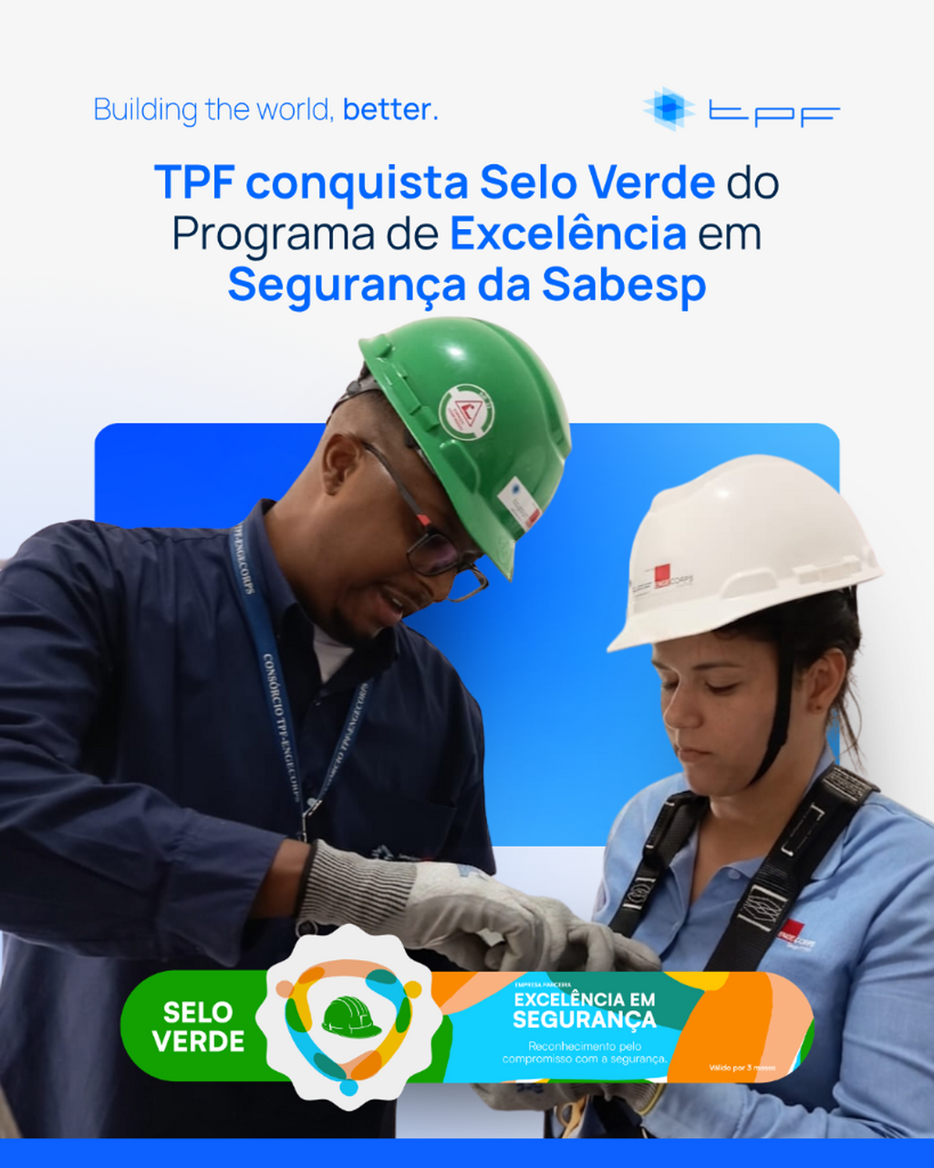 TPF Engenharia recebe Selo Verde do Programa de Excel&ecirc;ncia em Seguran&ccedil;a da Sabesp