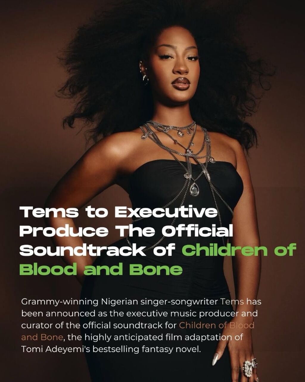 Tems to Executive Produce Official Soundtrack of Children of Blood and Bone