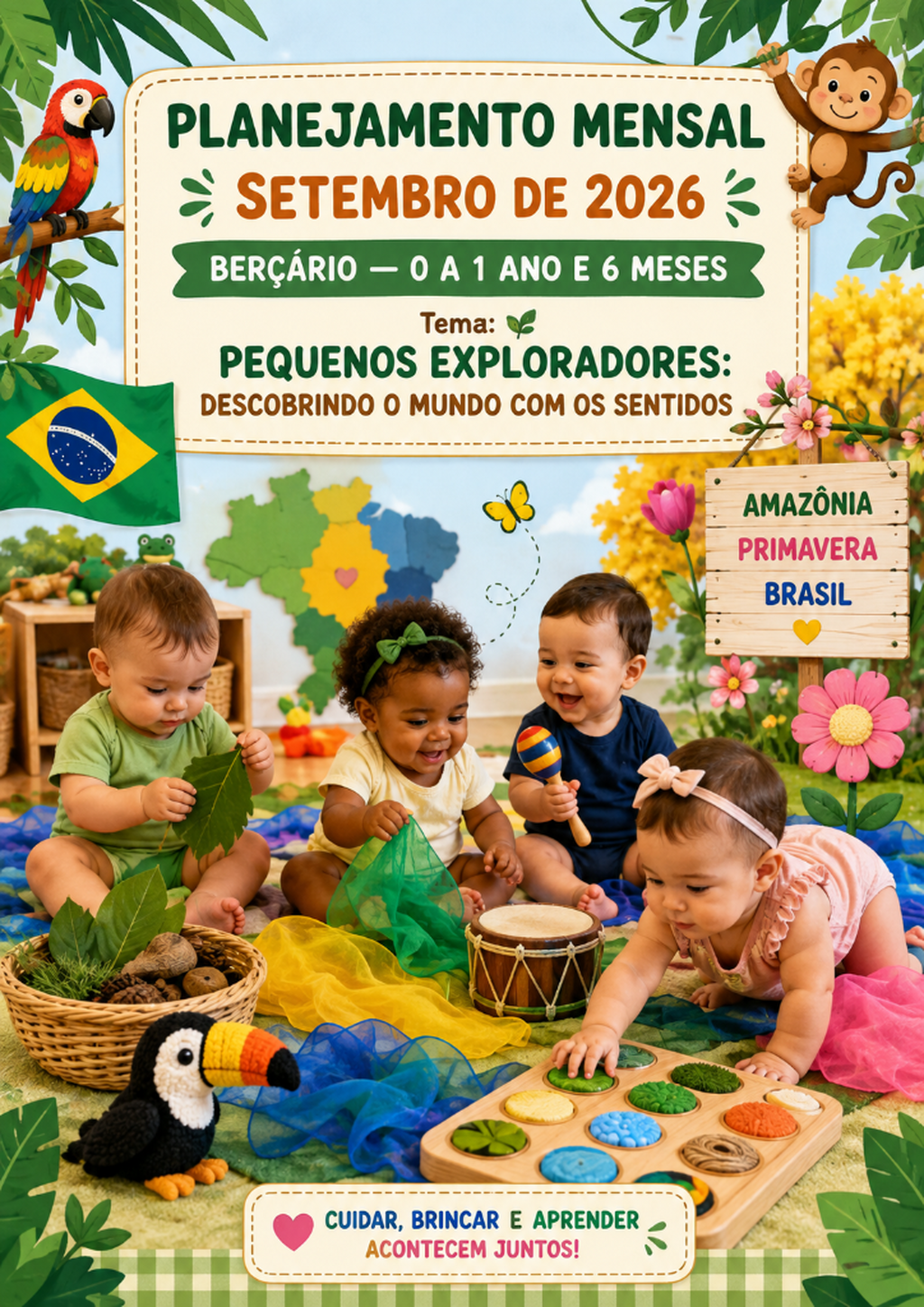 Planejamento completo de setembro + pacote de atividades sensoriais e din&acirc;micas para crian&ccedil;as de 0 a 1 ano e 6 meses
