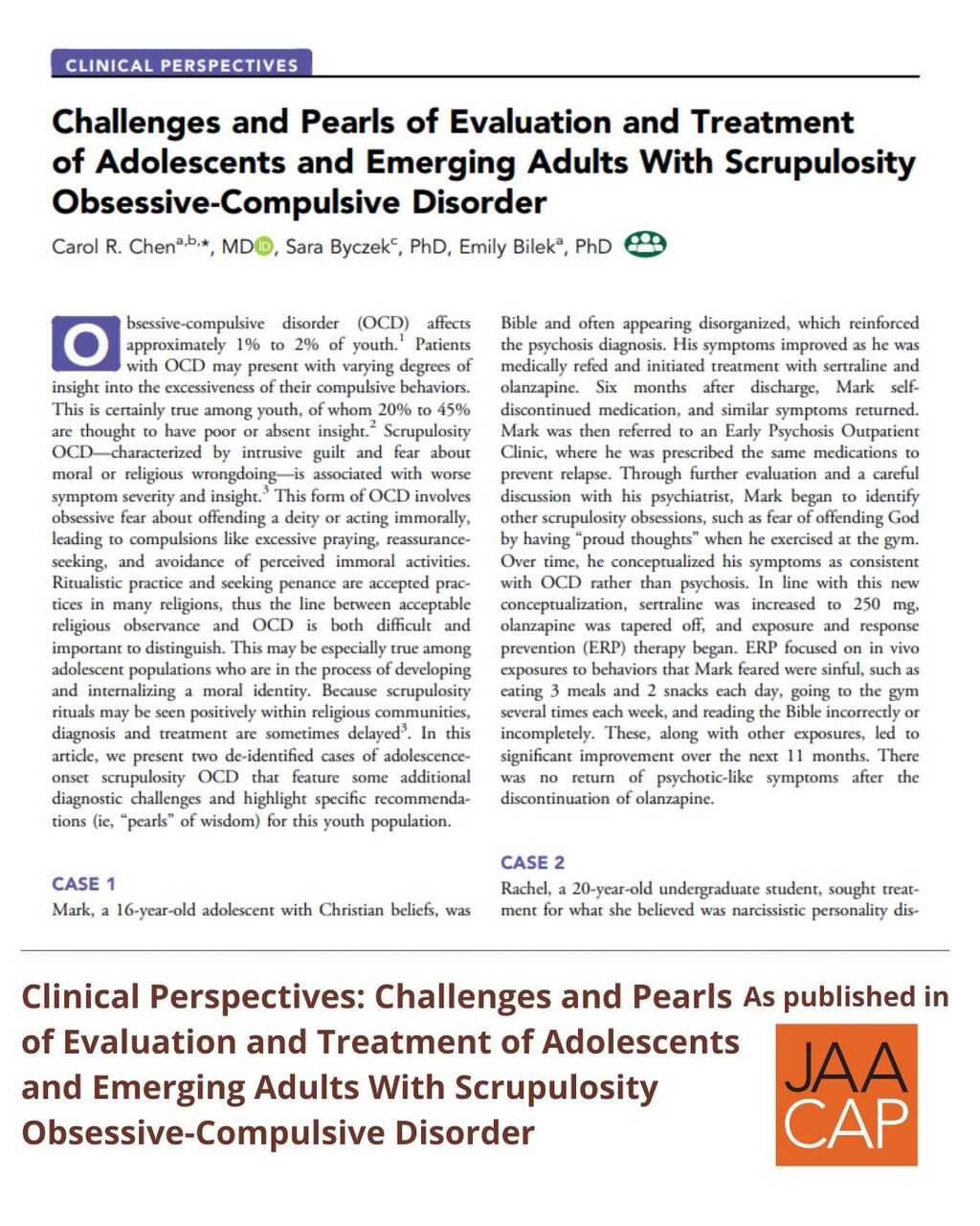 Challenges and Pearls of Evaluation and Treatment of Adolescents and Emerging Adults With Scrupulosity Obsessive-Compulsive Disorder