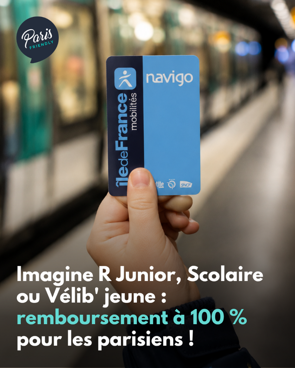 Imagine R Junior, Scolaire ou V&eacute;lib' jeune : remboursement &agrave; 100 % pour les parisiens !