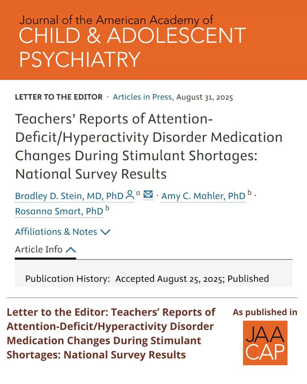 Teachers&rsquo; Reports of Attention-Deficit/Hyperactivity Disorder Medication Changes During Stimulant Shortages: National Survey Results
