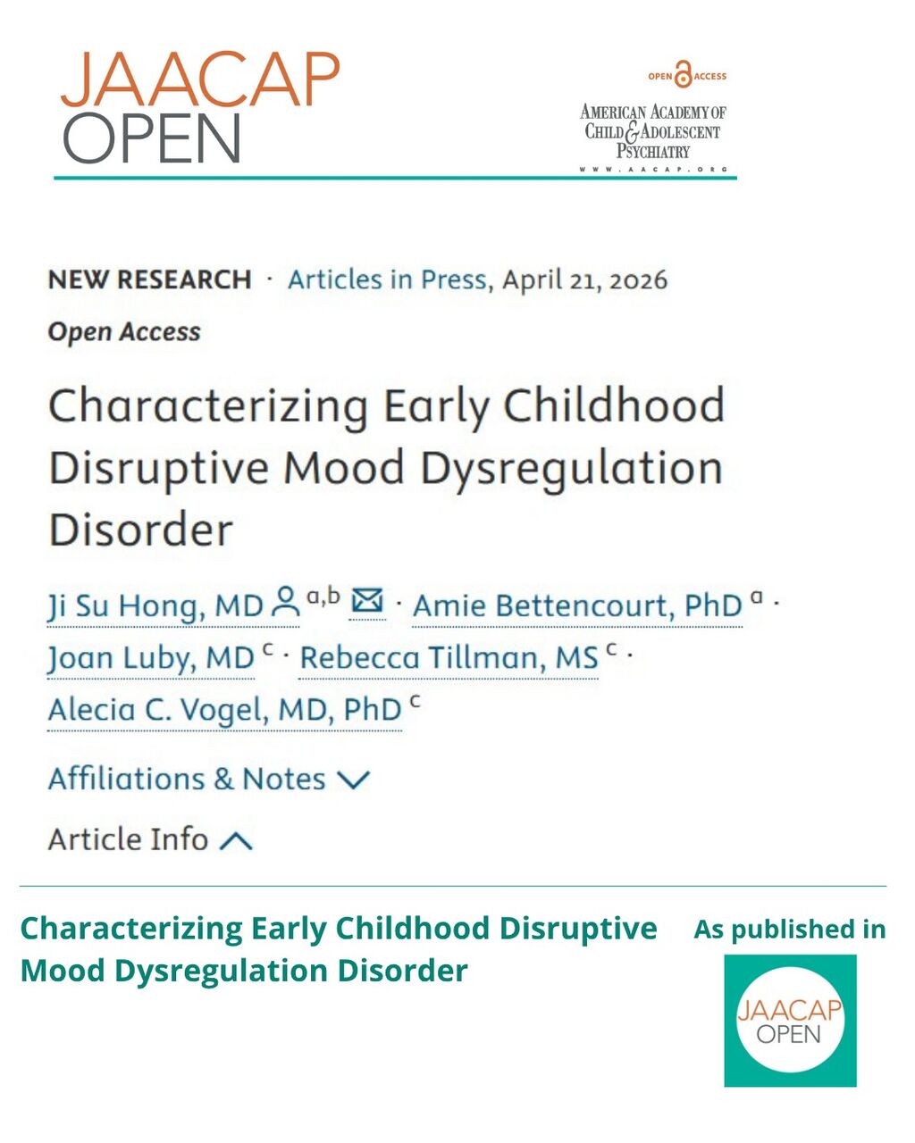 Characterizing Early Childhood Disruptive Mood Dysregulation Disorder