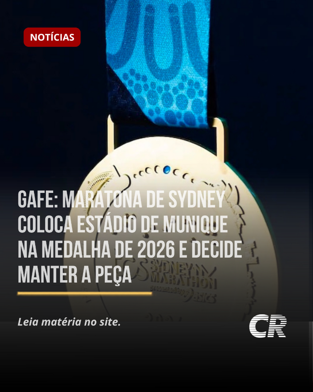 Gafe: Maratona de Sydney coloca est&aacute;dio de Munique na medalha de 2026 e decide manter a pe&ccedil;a