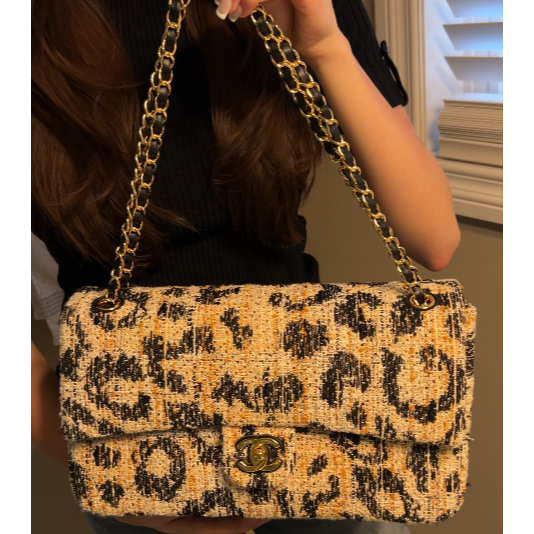 Chanel leopard tweed maxi flap bag ; create an account and use my discount - Lux 