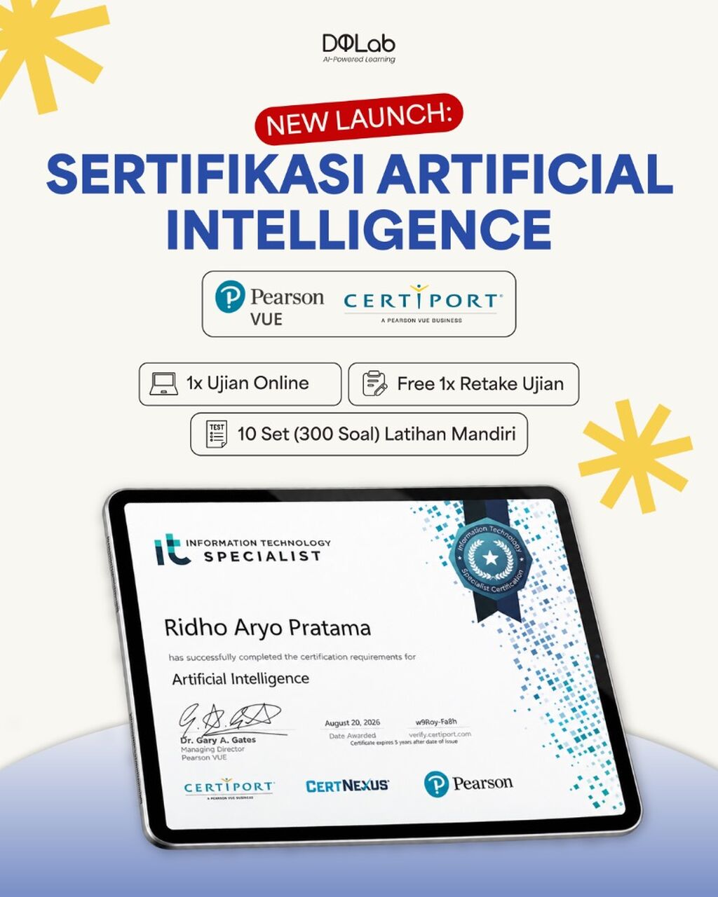 NEW LAUNCH: Sertifikasi AI Specialist Pearson Vue!