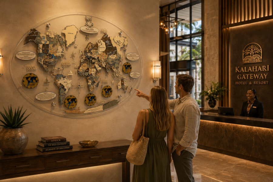 Rhino D&eacute;cor: A World Map That Transforms A Hotel Reception