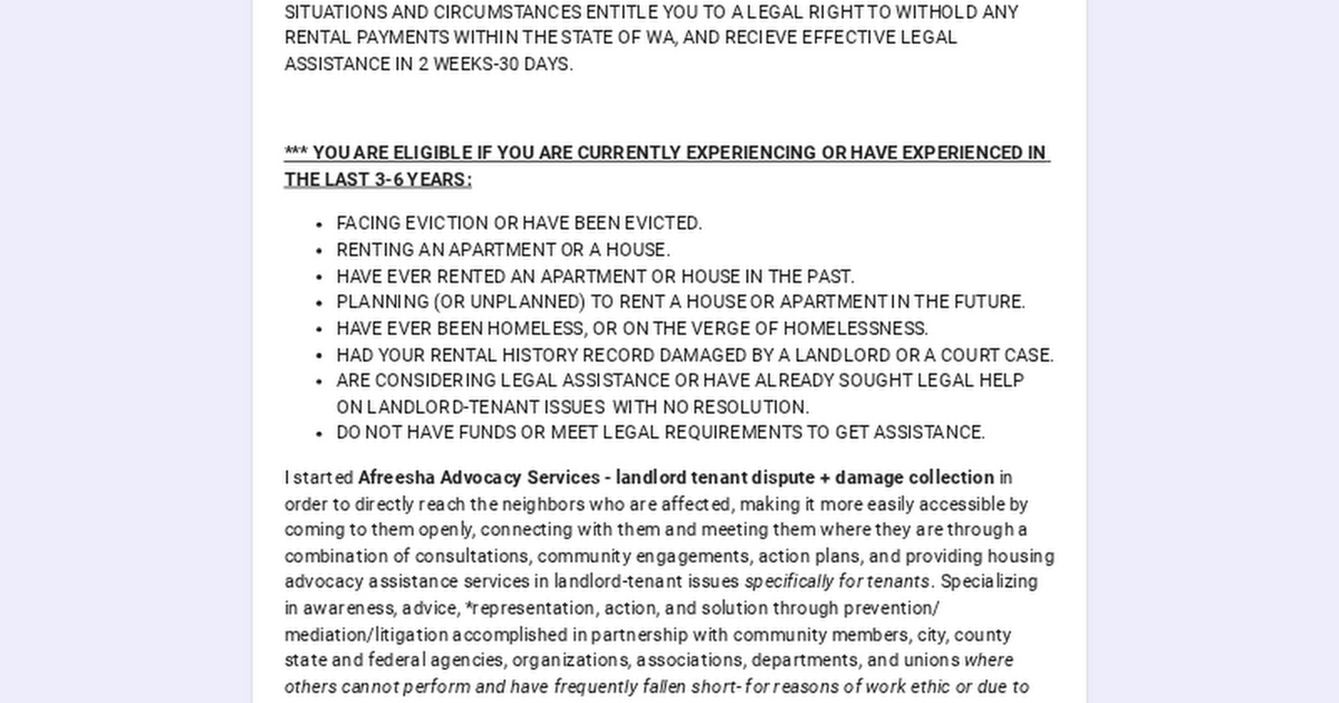WA STATE STATEWIDE RENT STRIKE - INTAKE FORM