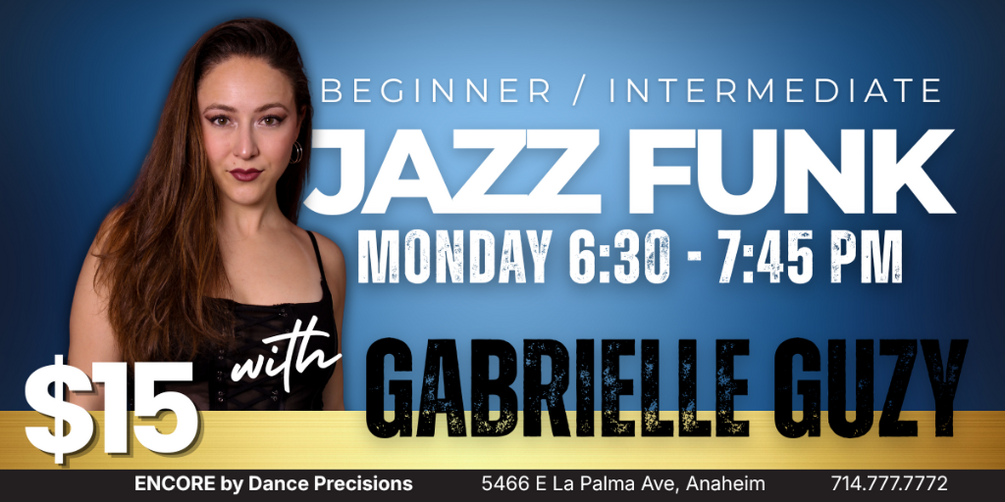 ADULT BEG/INT JAZZ FUNK WITH GABRIELLE GUZY | EVERY MONDAY