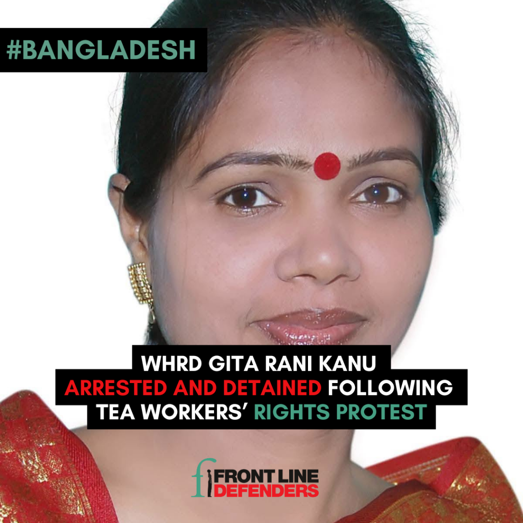 Gita Rani Kanu arrested and detained following tea workers&rsquo; rights protest