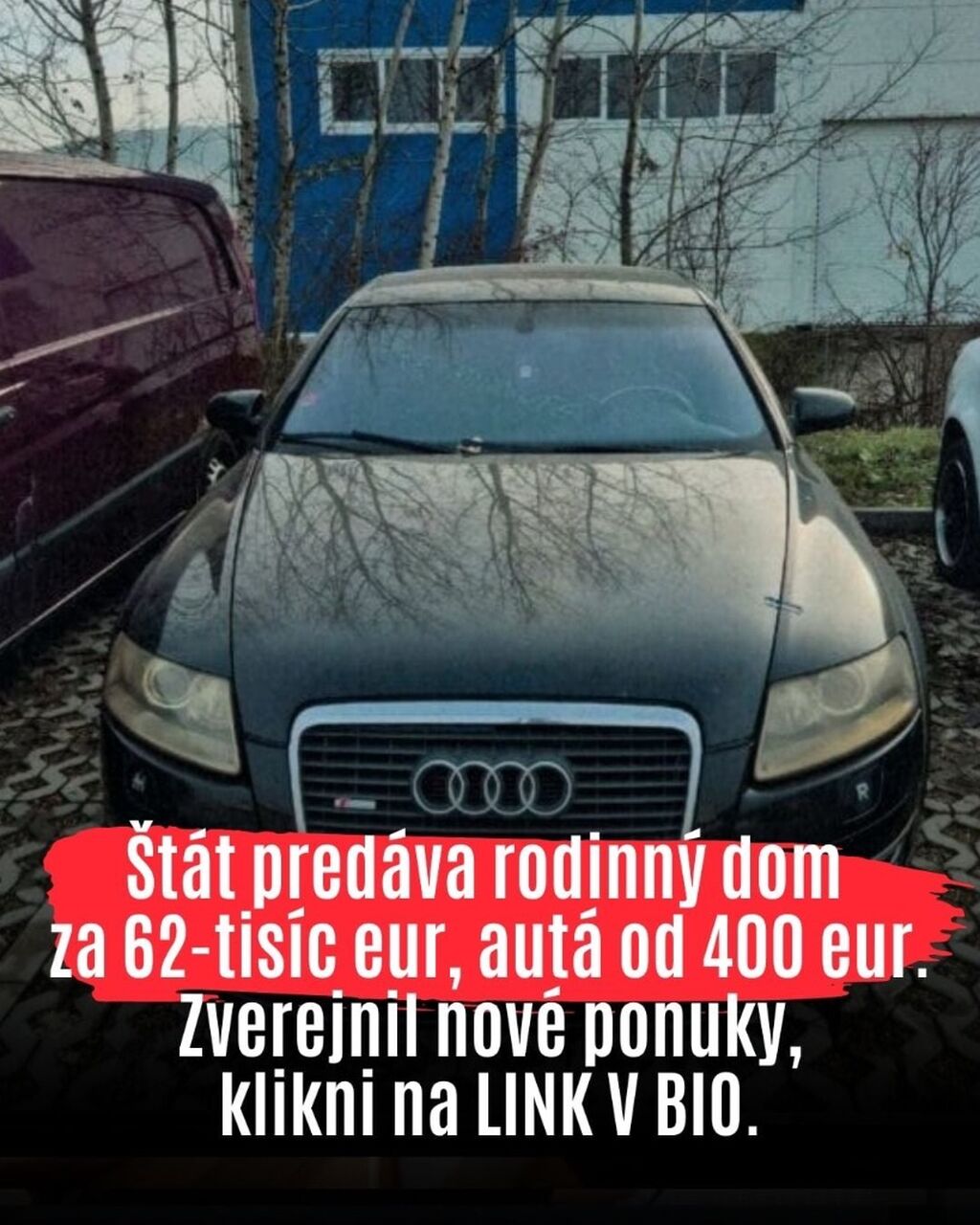 &Scaron;t&aacute;t pred&aacute;va rodinn&yacute; dom za 62-tis&iacute;c eur, aut&aacute; od 400 eur. Zverejnil nov&eacute; ponuky