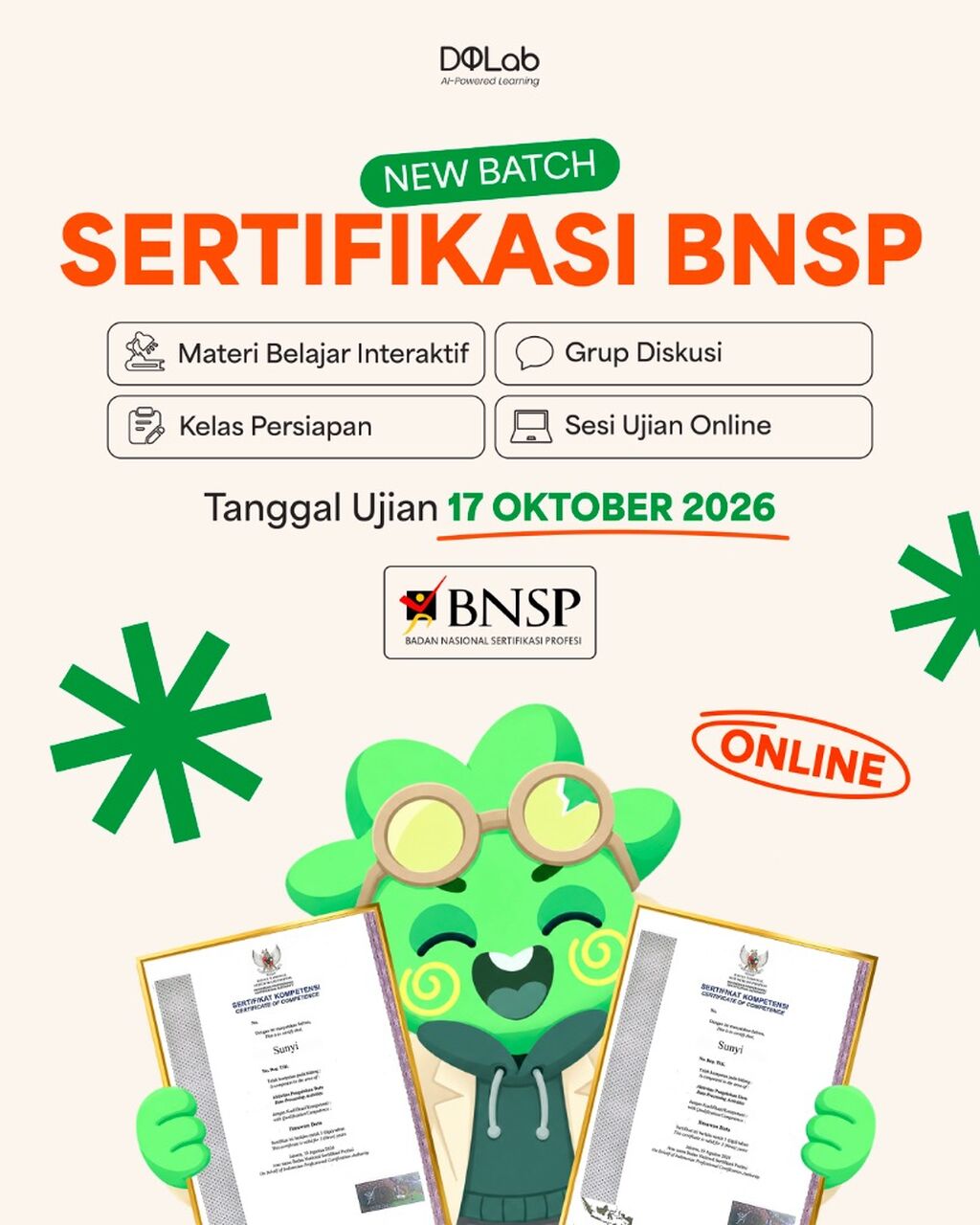 Open New Batch: Sertifikasi BNSP - 17 Oktober 2026!