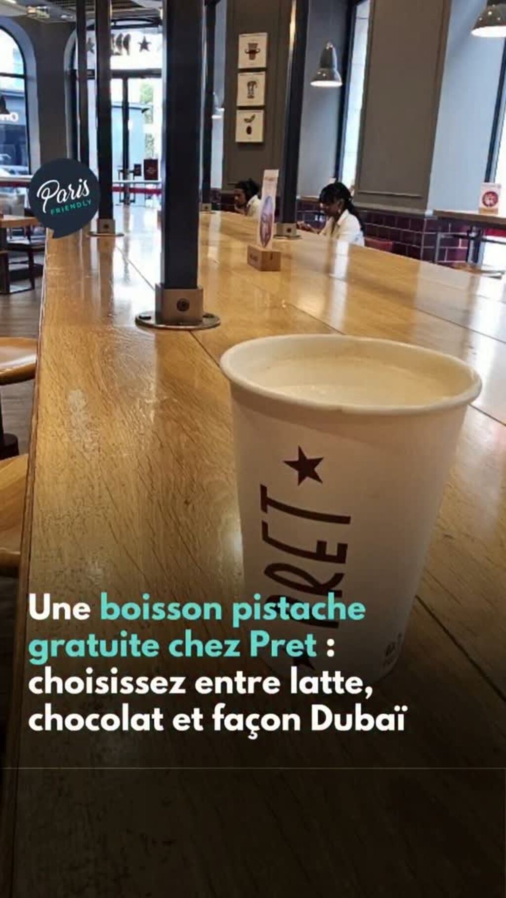 Votre prochain latte pourrait co&ucirc;ter 0 &euro; : Pret mise sur la pistache jusqu&rsquo;&agrave; dimanche.