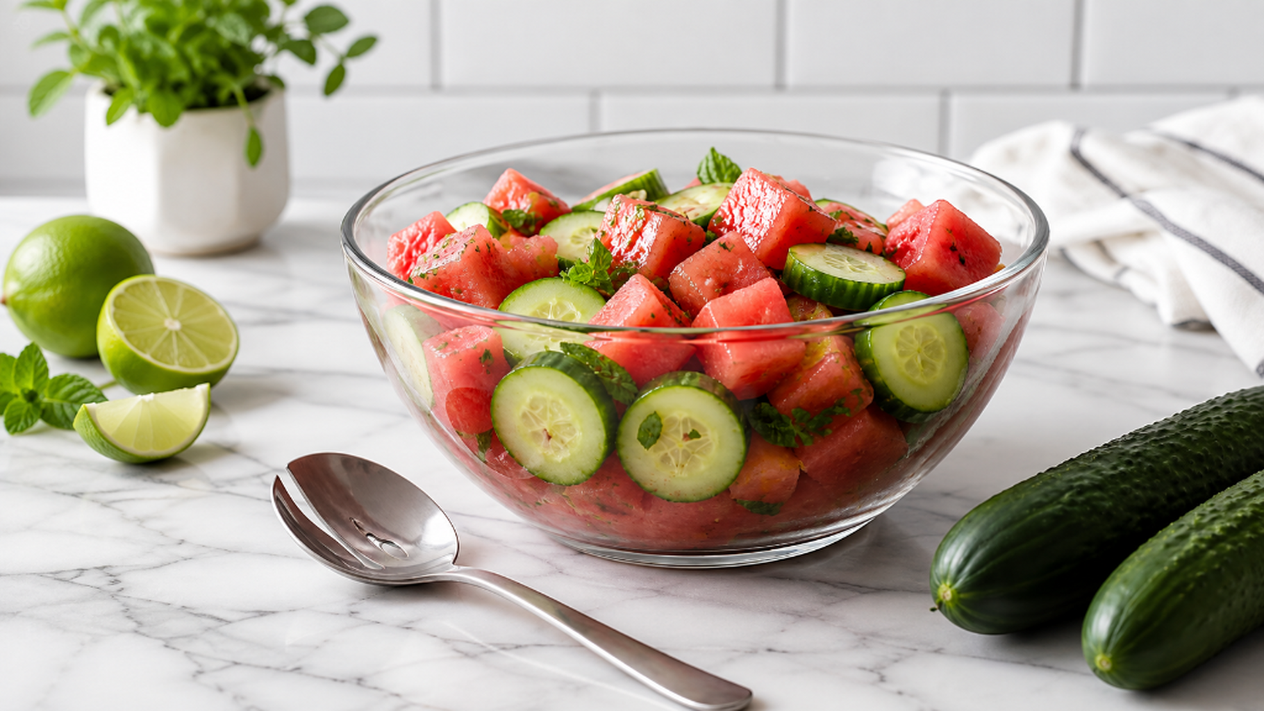 Watermelon Cucumber Lime Salad Recipe