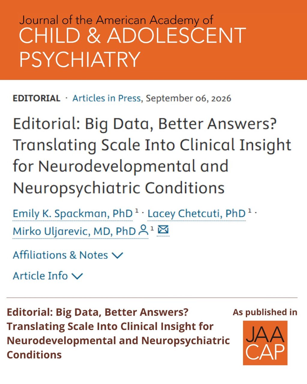 Editorial: Big Data, Better Answers? Translating Scale Into Clinical Insight for Neurodevelopmental and Neuropsychiatric Conditions