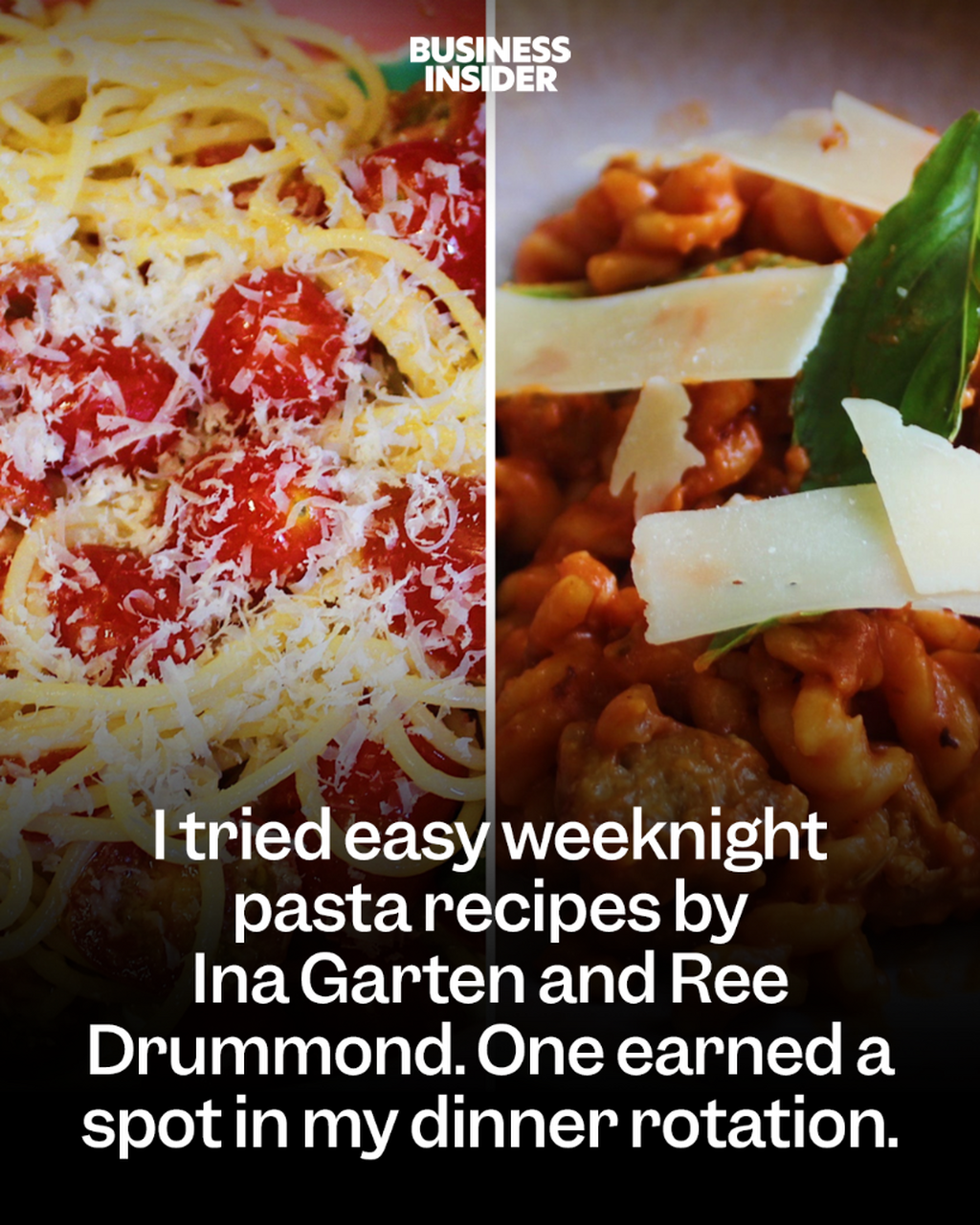 I tried easy weeknight pasta recipes by Ina Garten and Ree Drummond. One earned a spot in my dinner rotation.