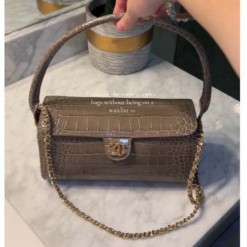 Chanel crocodile clutch with chain 