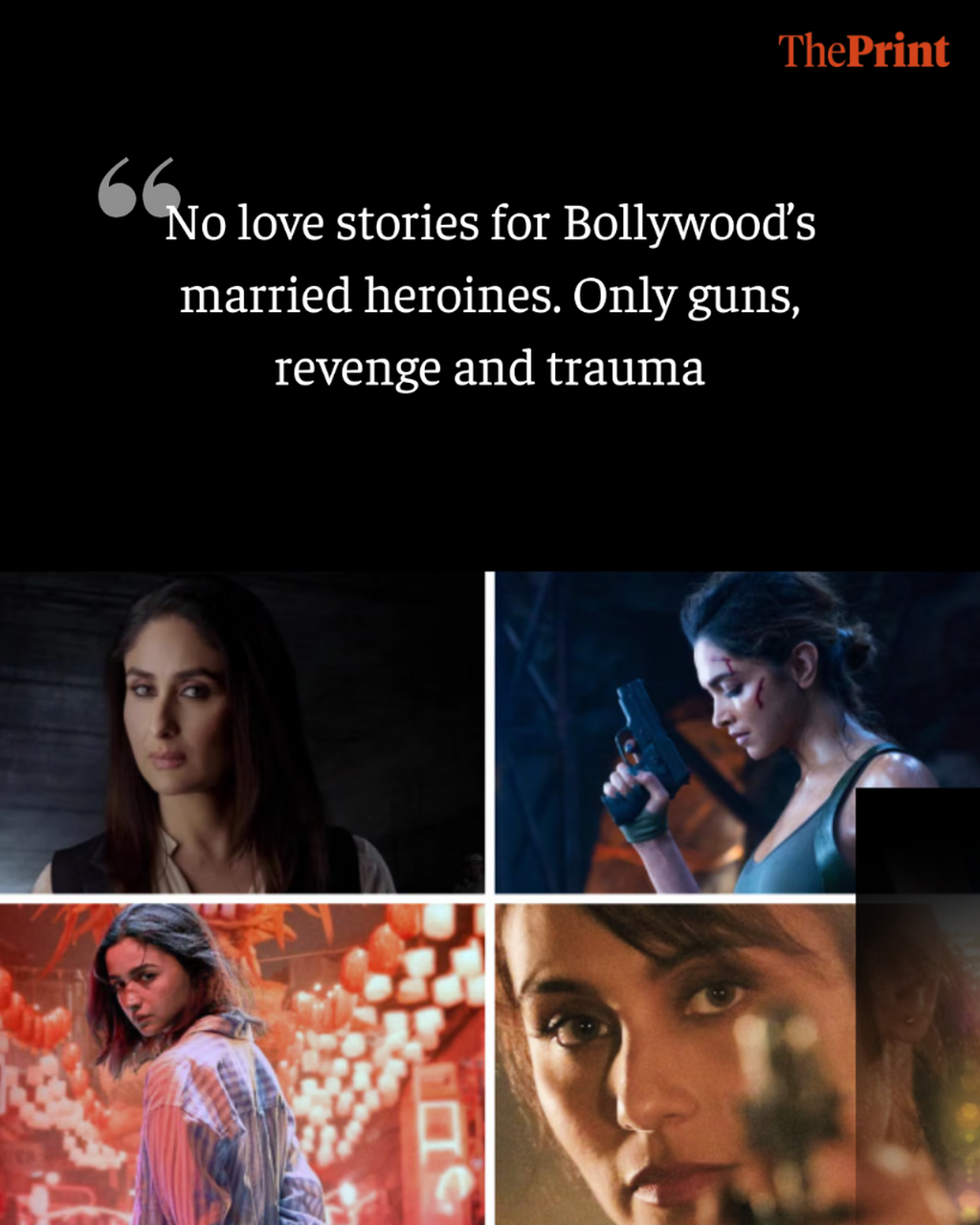 No love stories for Bollywood&rsquo;s married heroines. Only guns, revenge and trauma