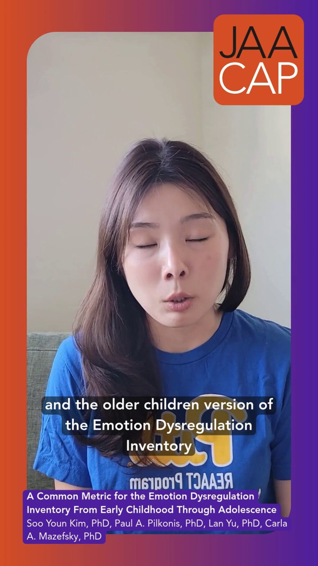 Author video: A Common Metric for the Emotion Dysregulation Inventory From Early Childhood Through Adolescence