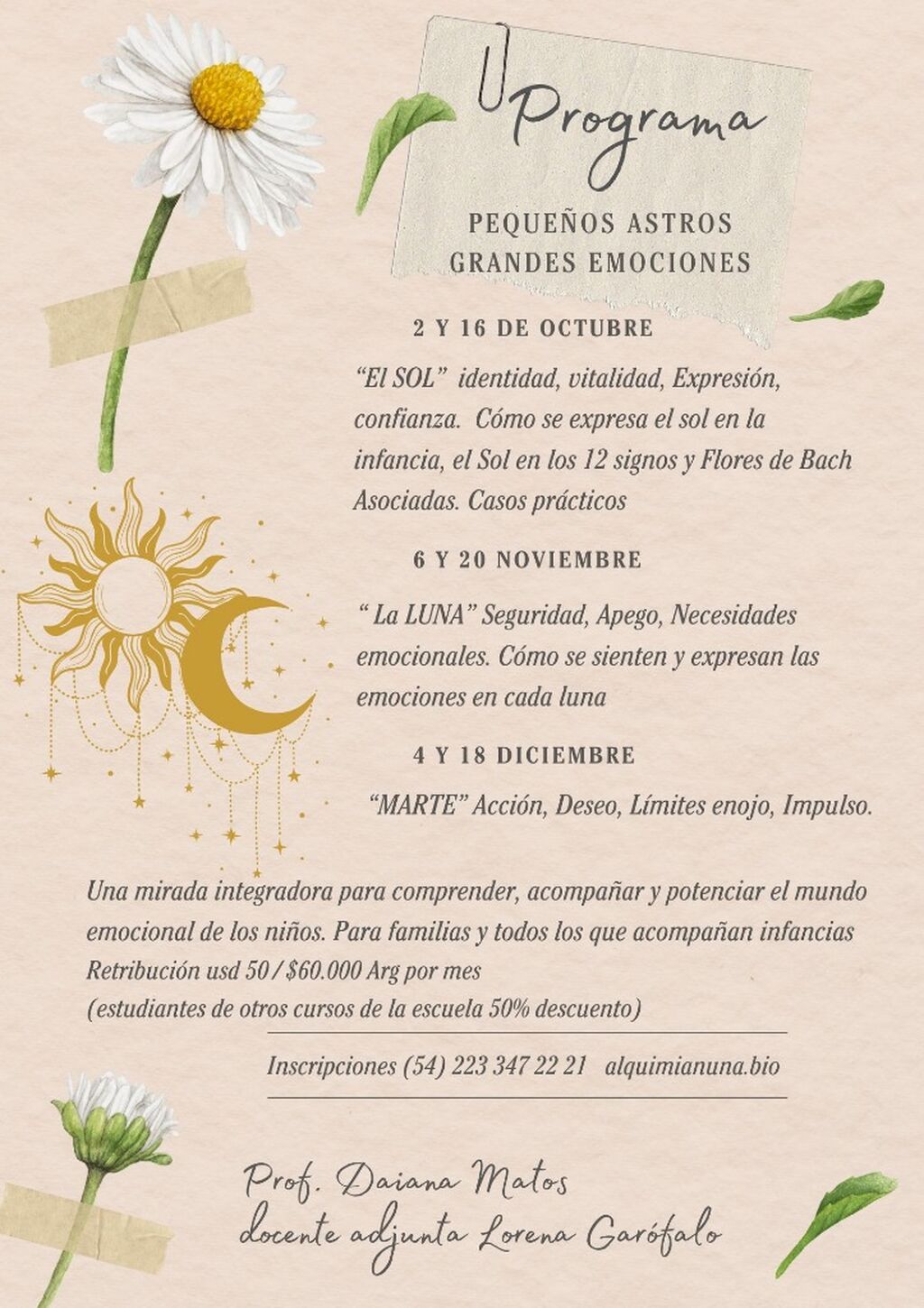 Curso Astrolog&iacute;a y Flores "Peque&ntilde;os Astros, grandes emociones"
