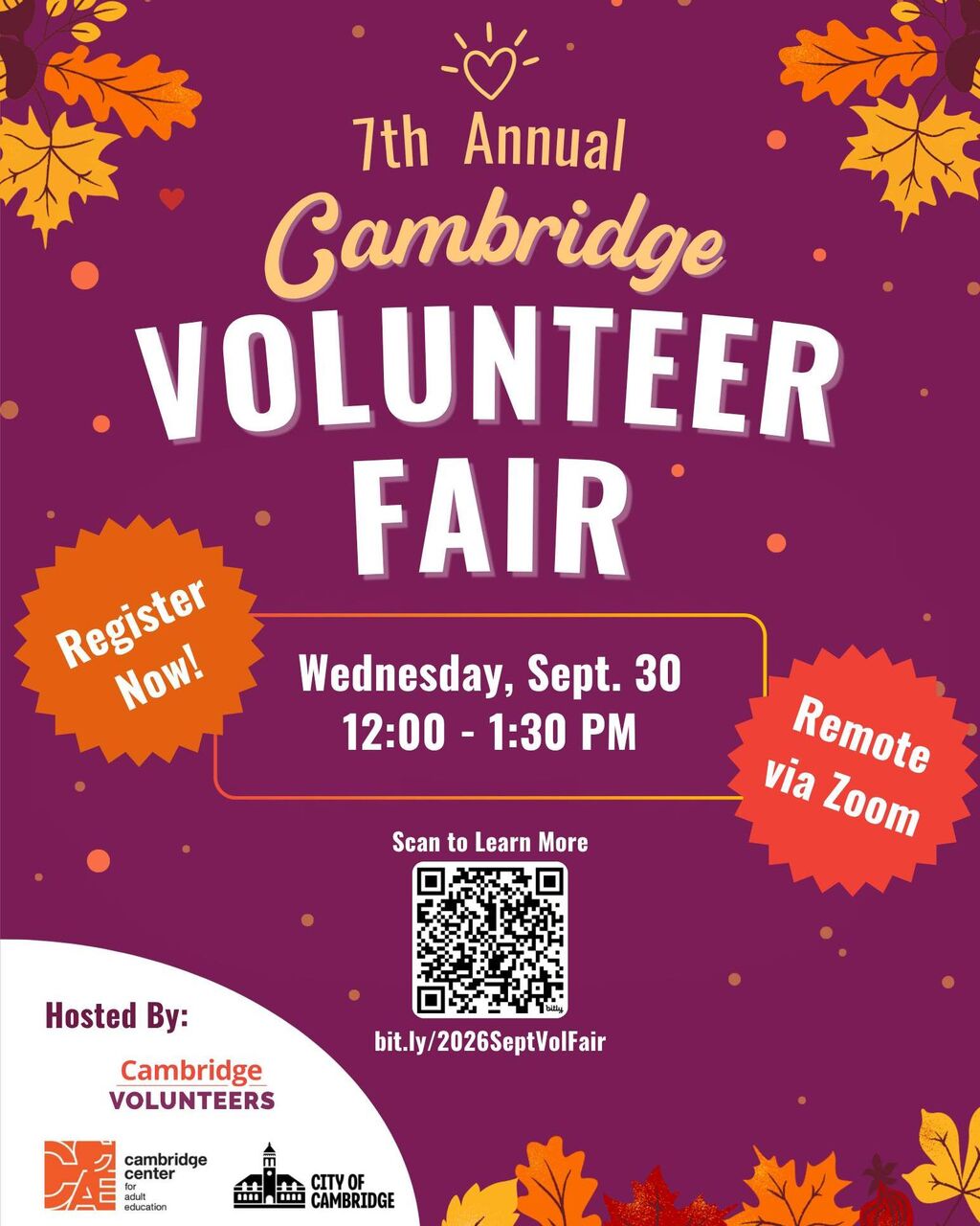 Find Your Mission: Fall 2026 Remote Cambridge Volunteer Fair *Online*