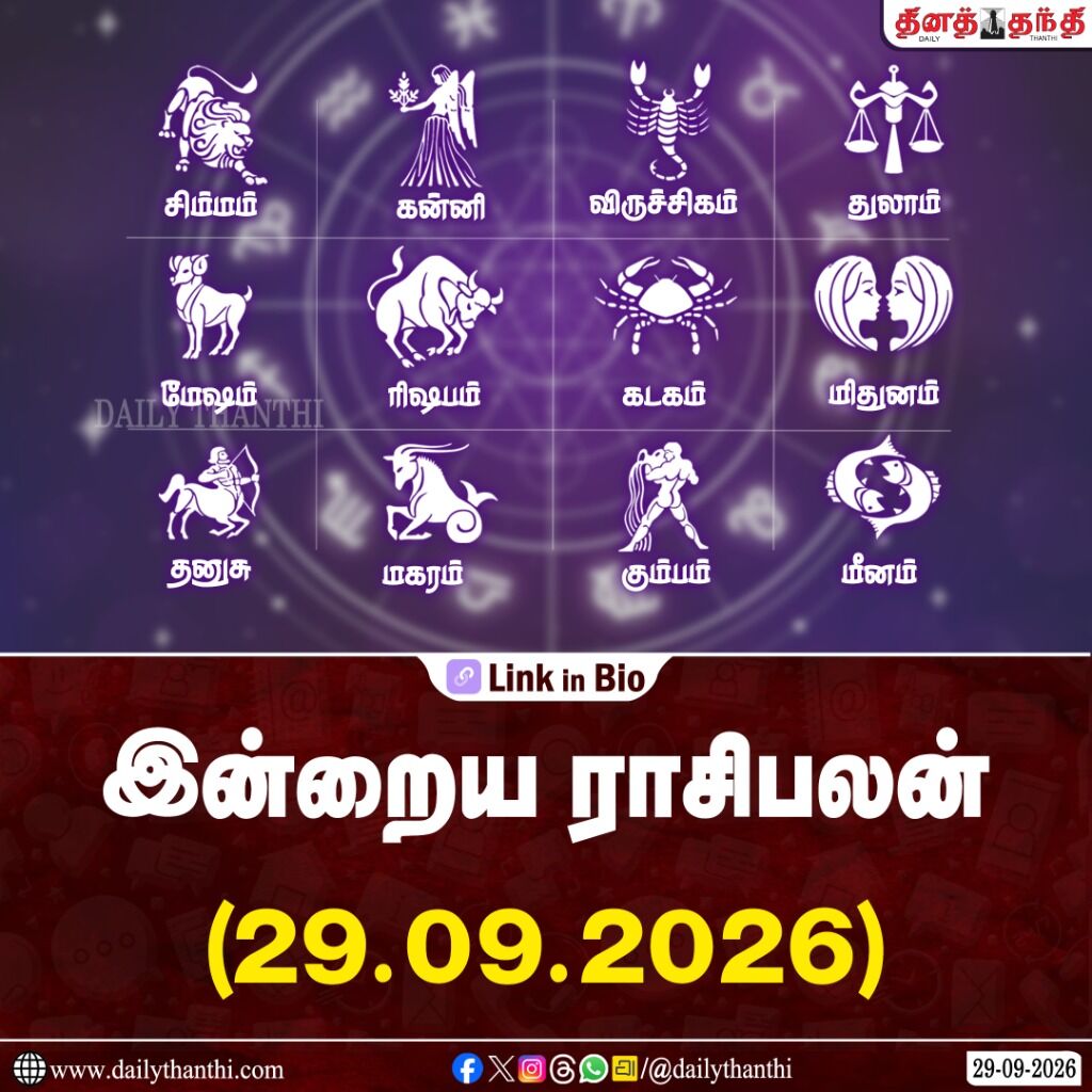 குடும்பத்தில் மகிழ்ச்சி அதிகரிக்கும்... இன்றைய ராசிபலன் - செப்டம்பர் 29, 2026