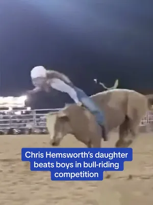 Chris Hemsworth's daughter beats out boys in bull-riding comp