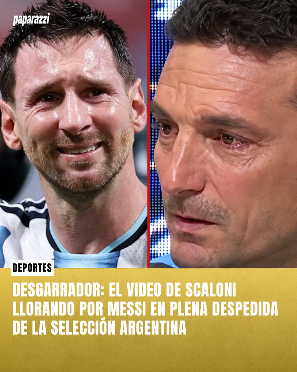 Desgarrador: el video de Scaloni llorando por Messi en plena despedida de la Selecci&oacute;n Argentina