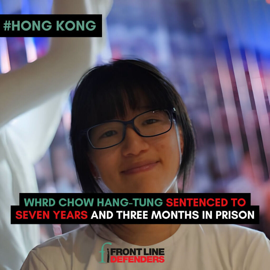 Chow Hang-tung sentenced to seven years and three months in prison