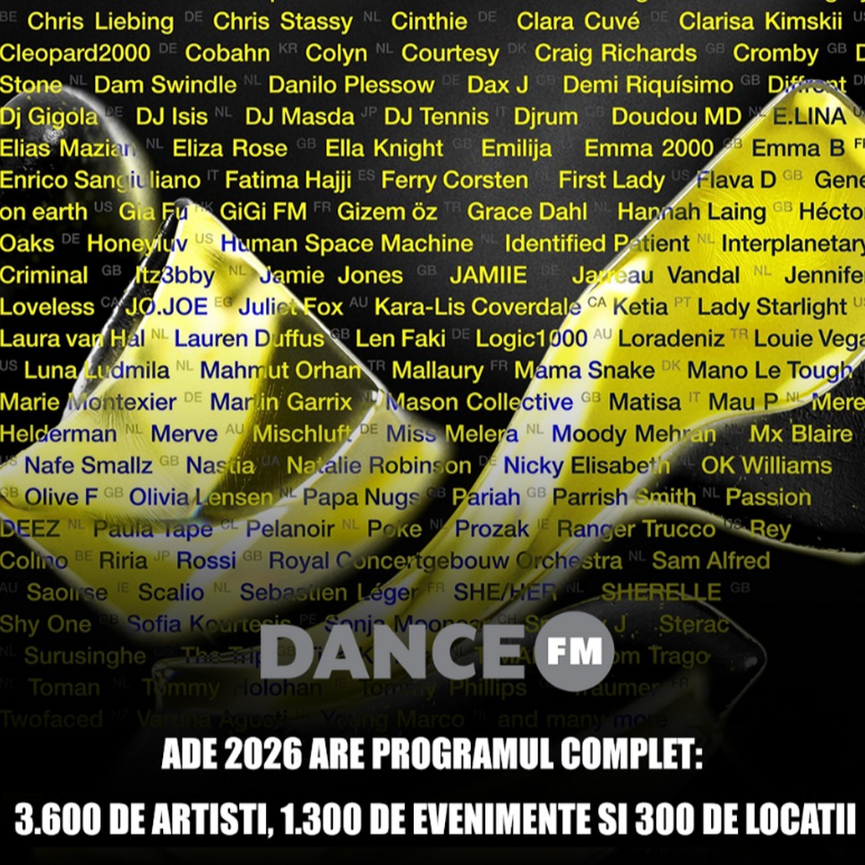 ADE 2026 are programul complet: 3.600 de artisti, 1.300 de evenimente si 300 de locatii