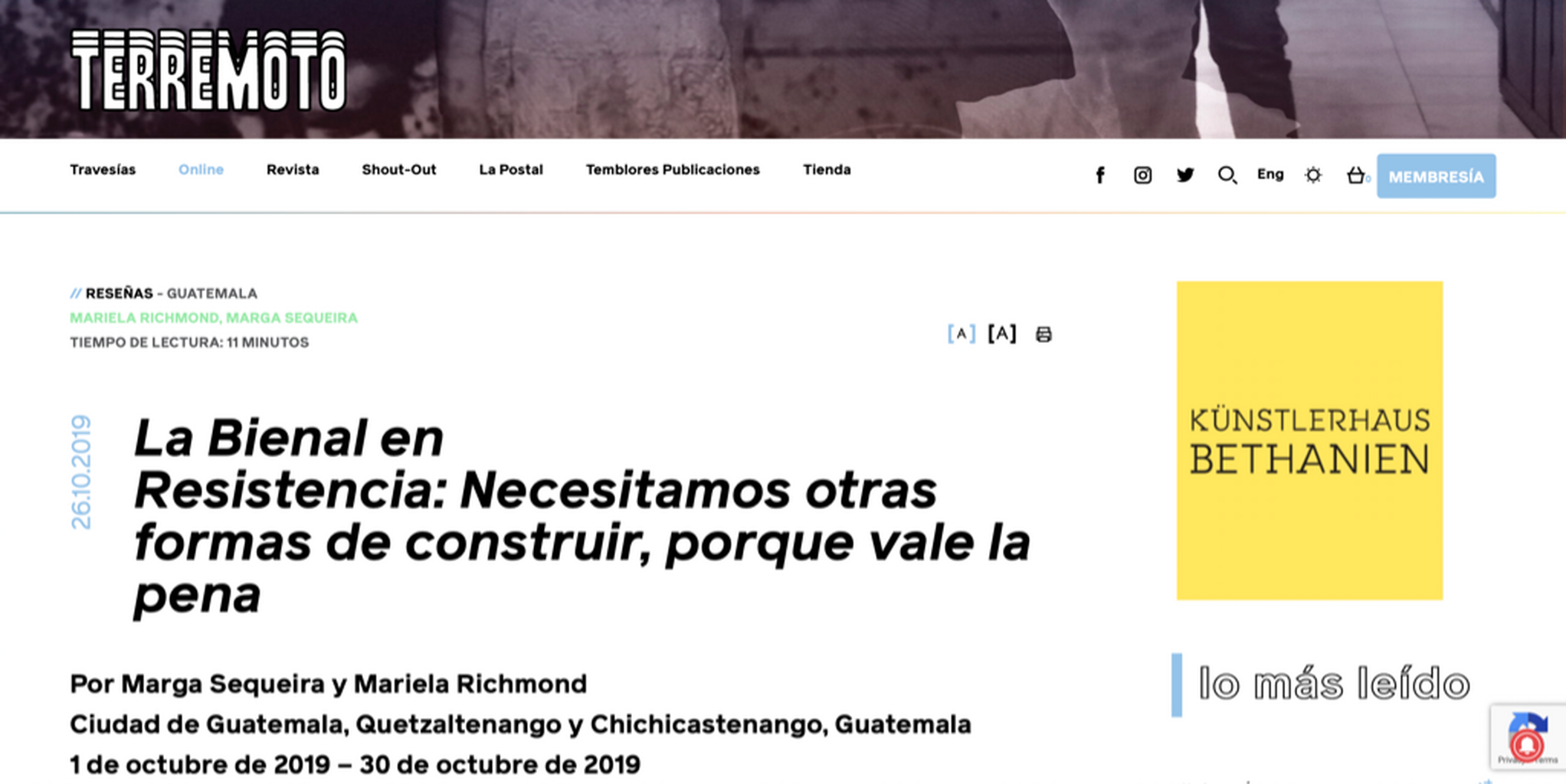 Art&iacute;culo: La Bienal en Resistencia 2019